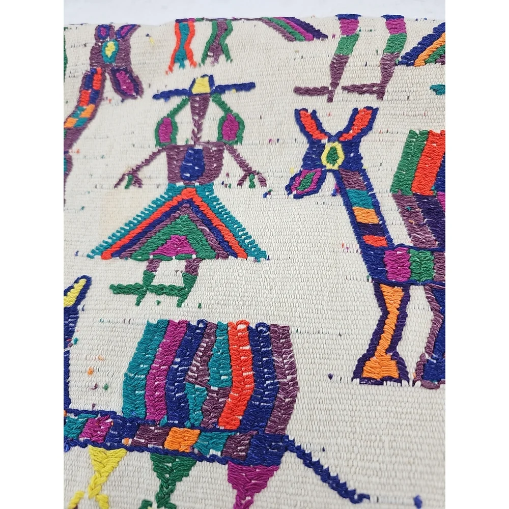 Vintage Hand Embroidered Folk Art Tapestry